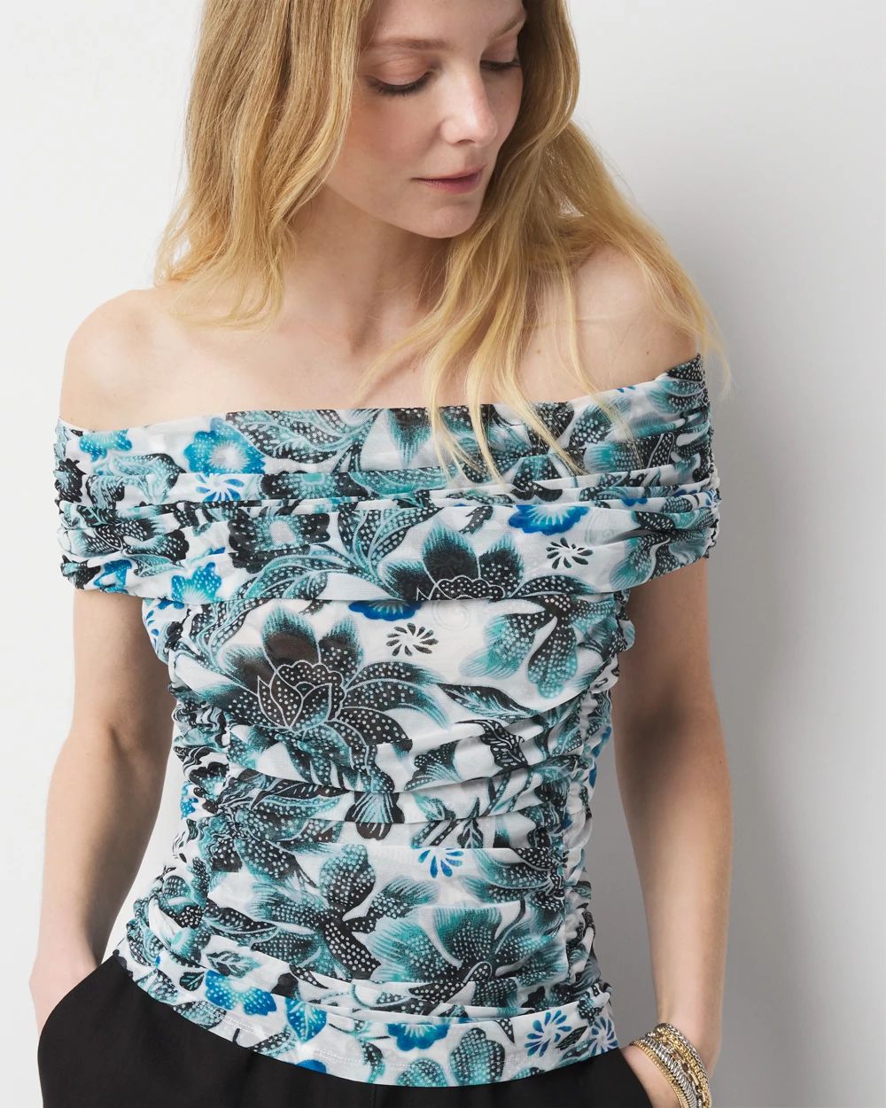 Off-The-Shoulder Glitter Top | White House Black Market